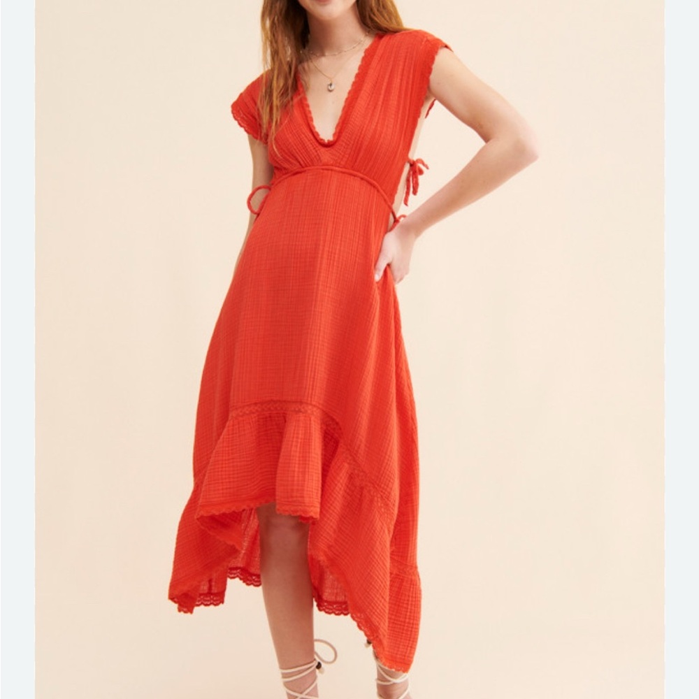 Anthropologie Vibrant Orange High Low Dress